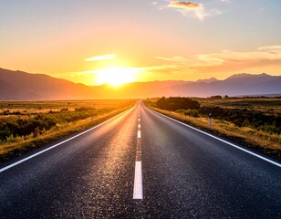 Naklejka premium Scenic highway at sunset