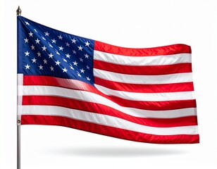 Obraz premium USA Flag Waving on White Background