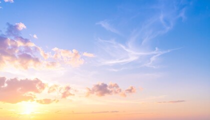 Fototapeta premium Pastel Dreamy Sunset Sky Wallpaper with Soft Clouds