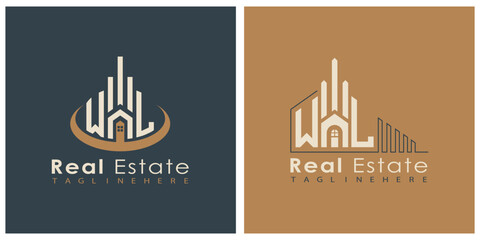Real Estate Monogram Logo Design – Modern 2-Letter Vector Branding Series (WA to WZ)