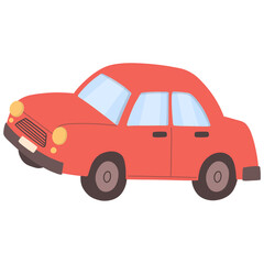 Hand drawn red car cartoon illustration 