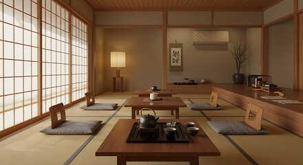 Serene Tea Room: Traditional Japanese Interior