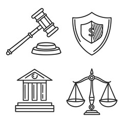 Legal Justice and Financial Security Icons.