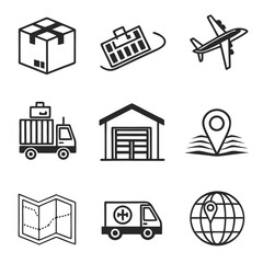 Logistics and Transportation Icons Set.