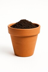 Vaso de barro com terra fértil para plantio