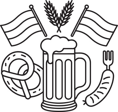 black and white oktoberfest beer mug clip art preview