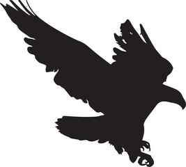 Majestic Flying Eagle Silhouette Vector - Flying Bird Outline Icon