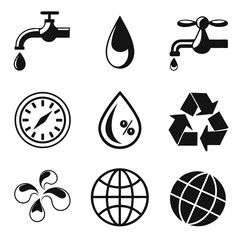 Water Conservation and Environmental Icons Collection.