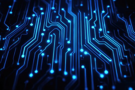 Glowing blue circuit board lines abstract