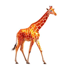 Naklejka premium Giraffe in motion, vibrant orange/red