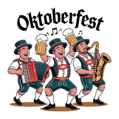 Oktoberfest Band Cartoon German Musicians, Beer, and Festival Fun