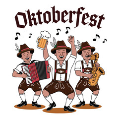 Oktoberfest Band Cartoon German Musicians, Beer, and Festival Fun