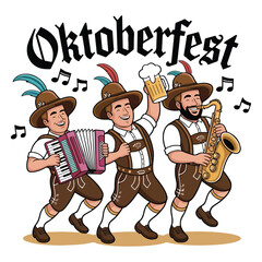 Oktoberfest Band Cartoon German Musicians, Beer, and Festival Fun