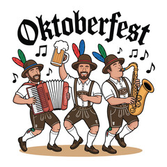 Oktoberfest Band Cartoon German Musicians, Beer, and Festival Fun