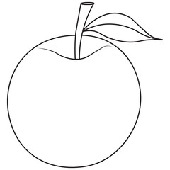 Minimalist Apple Icon Black Outline on White