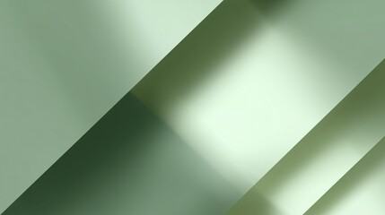 Light and shadow play on green surfaces inside a modern architectural space