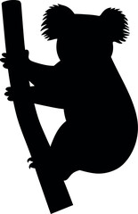 Koala silhouette climbing eucalyptus tree branch © Safwan Creatives