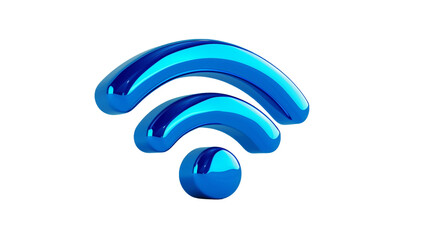 Blue Wifi sign on transparent background.