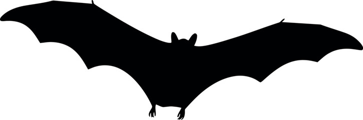 Black bat silhouette flying halloween icon