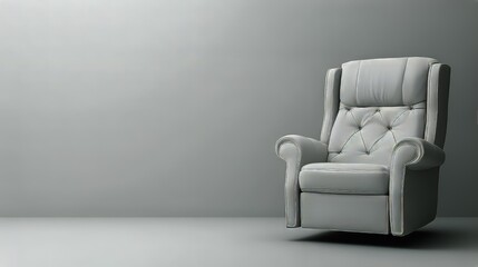 White leather recliner chair on white background