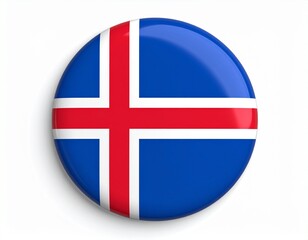 Fototapeta premium Iceland Flag Button on White Background