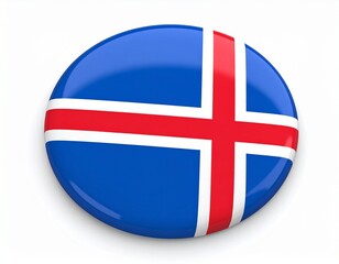 Obraz premium Iceland Flag Button on White Background