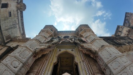 Massive Historic Gateway with Stone Carvings at Taragarh Fort, Bundi, Rajasthan