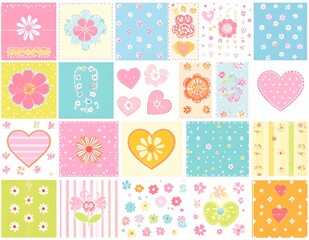 Fototapeta premium AI Generated Sweet Floral & Heart Patterns Collection