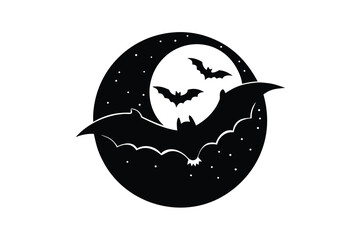 moon and bats vector icon