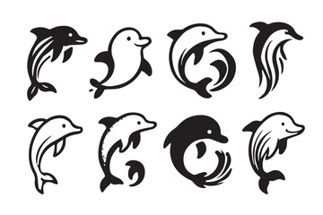 set of dolpin fish silhouette Best Creative vector illustration in 2025
