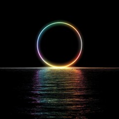 Rainbow circle over water