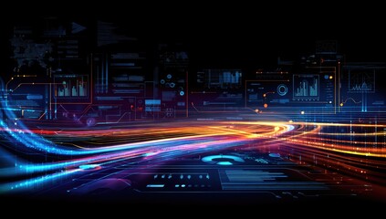 Abstract digital highway.  Dynamic data streams