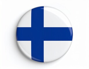 Obraz premium Finland Flag Button on White Background
