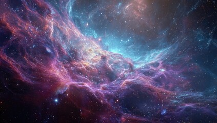 Fototapeta premium Cosmic Nebula Colorful clouds in space, stars background, science fiction backdrop