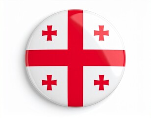 Obraz premium Georgia Flag Button on White Background
