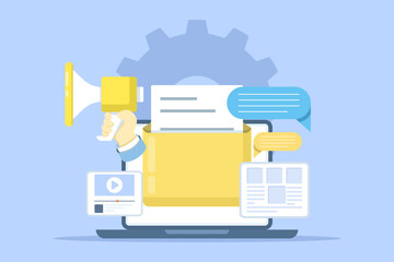 Email Marketing Concepts. Digital email marketing strategies. Reaching online audiences with email marketing campaigns, newsletter subscriptions, and sending marketing messages via email.