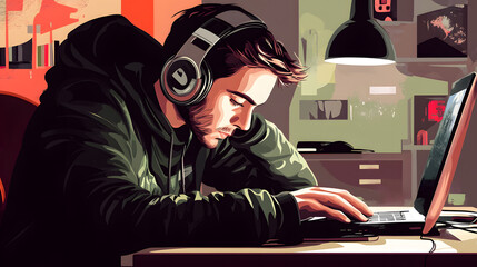 man working on laptop 