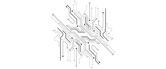 Technology black circuit diagram concept.High-tech circuit board connection system.Vector abstract technology on white background.