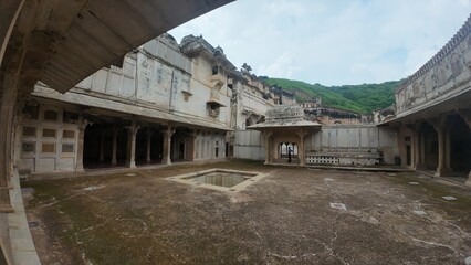 Fototapeta premium Architectural Details of Inner Courtyard at Taragarh Fort in Bundi, India