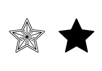 Obraz premium Vector art of two stars, one outlined and one solid black, isolated on white background