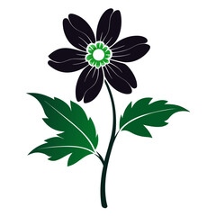  Black and Green Flower Illustration