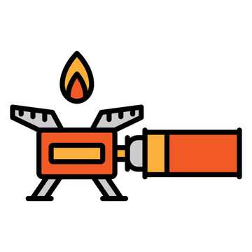 orange camping stove with flame clip art preview