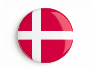 Obraz premium Denmark Flag Button on White Background
