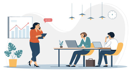 Business team working in modern office, perfect for website banners or brochures.