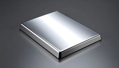 Shiny metallic rectangular block on dark surface