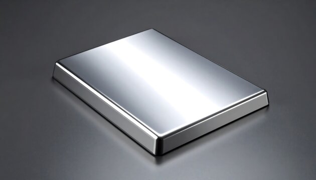 Shiny metallic rectangular block on dark surface