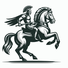 the kninght is riding a horse 