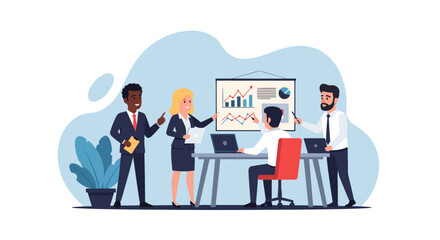 Diverse business team collaborating on project, perfect for presentations or reports.