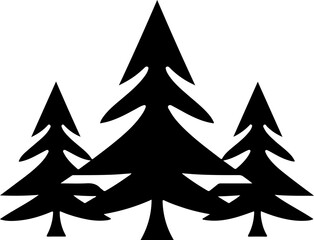 Obraz premium Stylized pine trees silhouette for nature branding