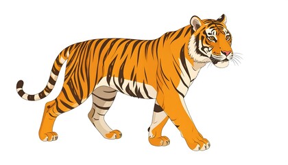 Side view of a tiger walking